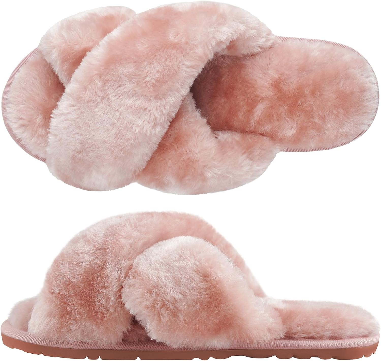 SIMIYA Womens Fluffy Slippers, Special Anti-Skid Faux Fur House Slippers, Innova...