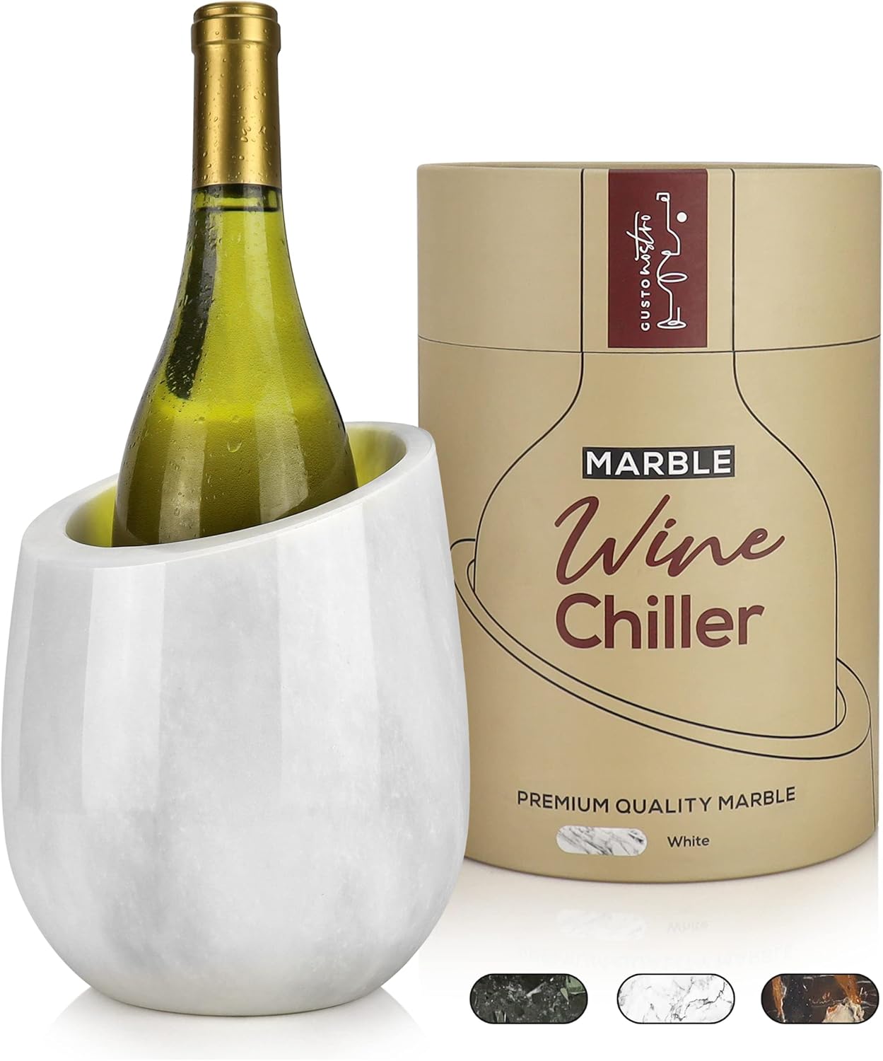 Gusto Nostro Marble Wine Chiller Bucket - 750ml Wine Bottle Cooler and Champagne...
