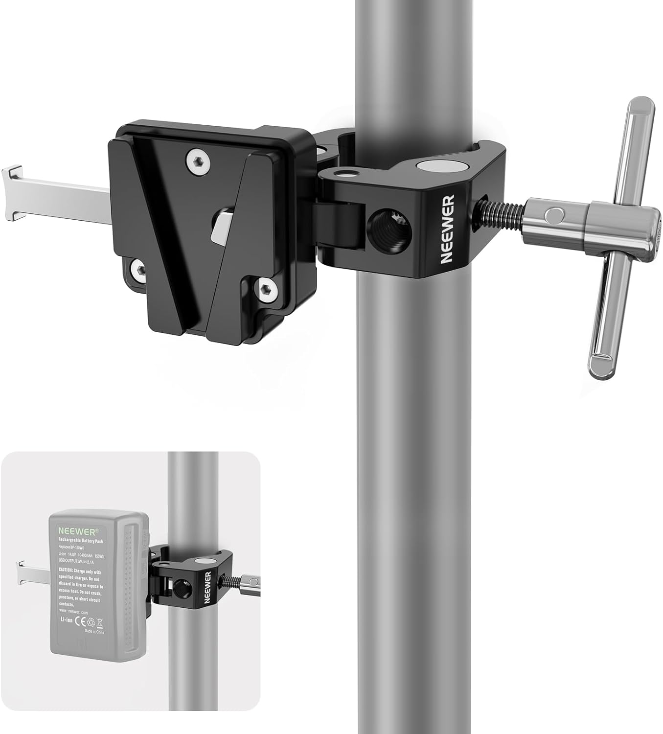 NEEWER V Mount Battery Clamp, V-Lock Adapter Holder with Clamp for Tripod Light...