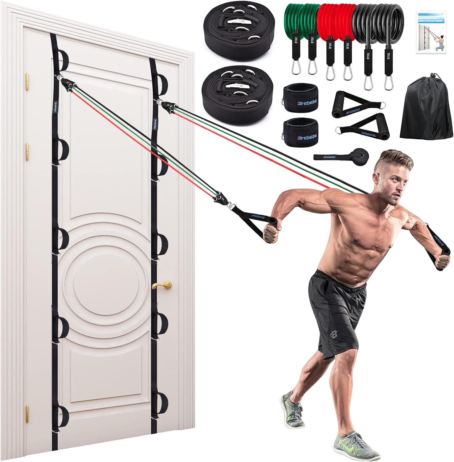 Brebebe Door Anchor Strap for Resistance Bands Exercises, Multi Point Anchor Gym...