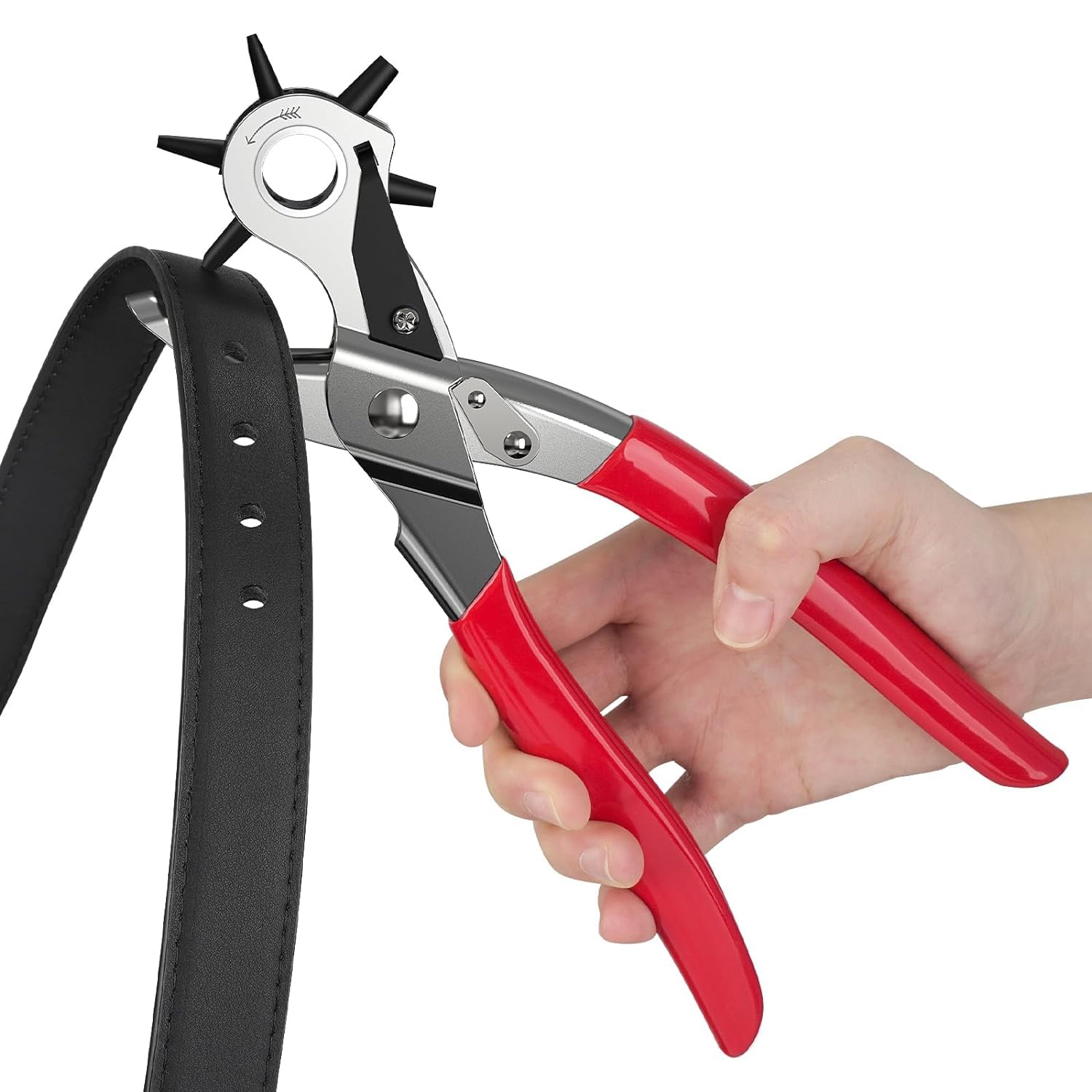 Leather Hole Punch Belt Puncher, Heavy Duty Revolving Plier Tool Multi Sized for...