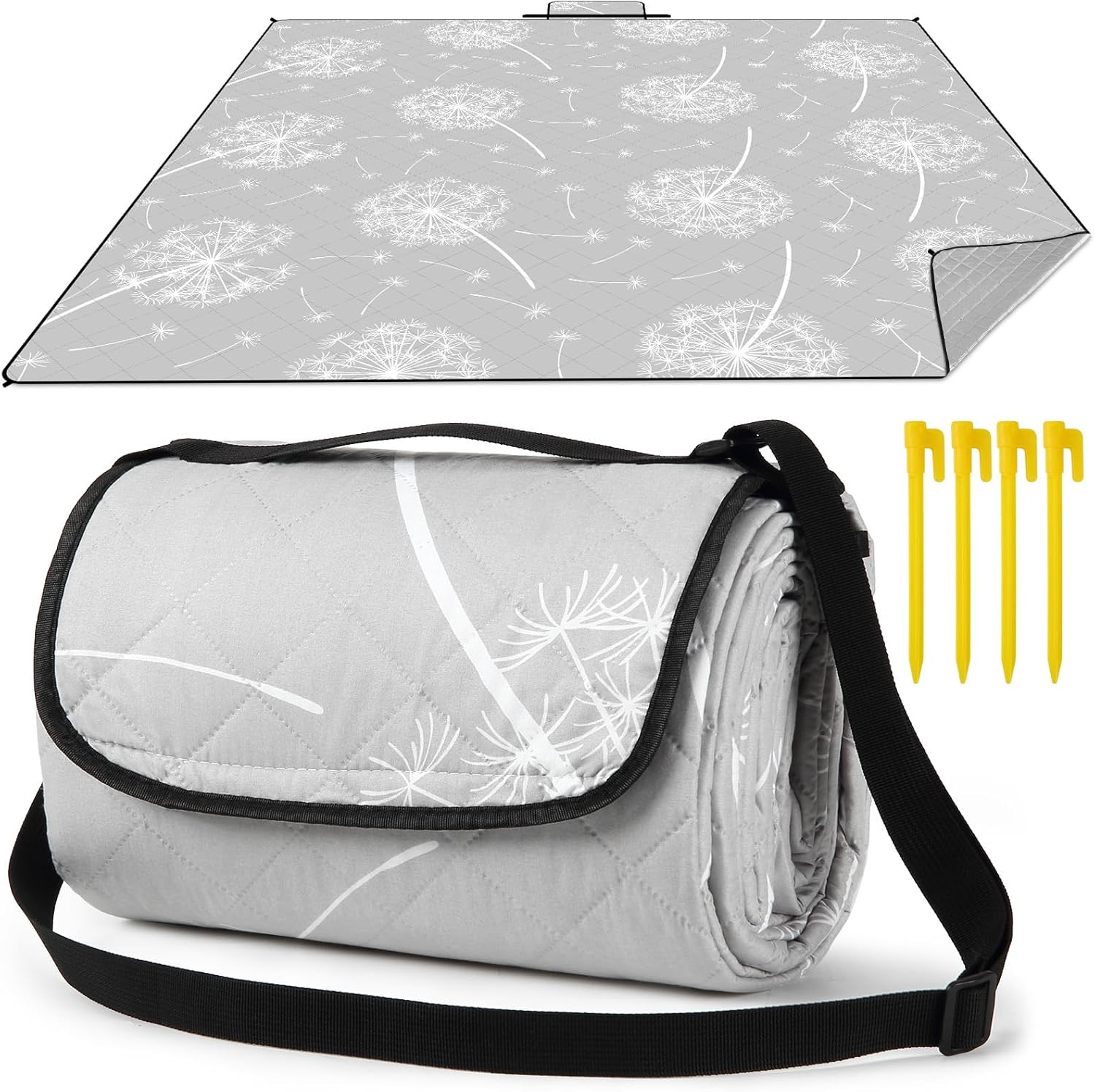 Aptliton Picnic Blanket, 200 x 200 cm, Large Waterproof Picnic Mat with 4 Stakes...