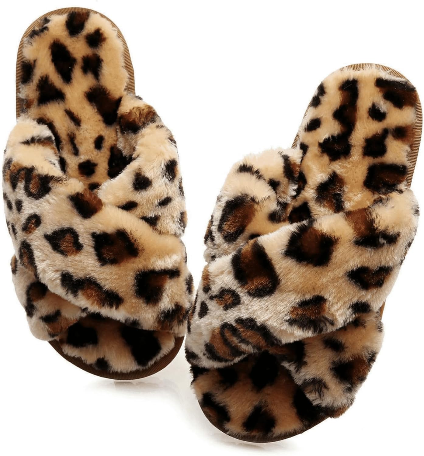 Crazy Lady Women's Fuzzy Fluffy House Slippers Cute Plush Memory Foam Shoes Cros...