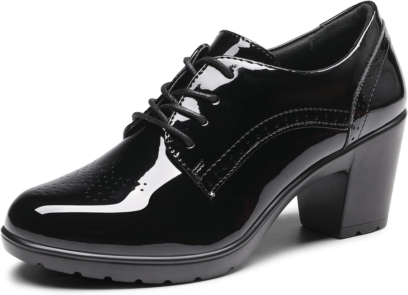 DREAM PAIRS Women's Oxford Heels, Special Pointed Toe Shoes With High Chunky Hee...