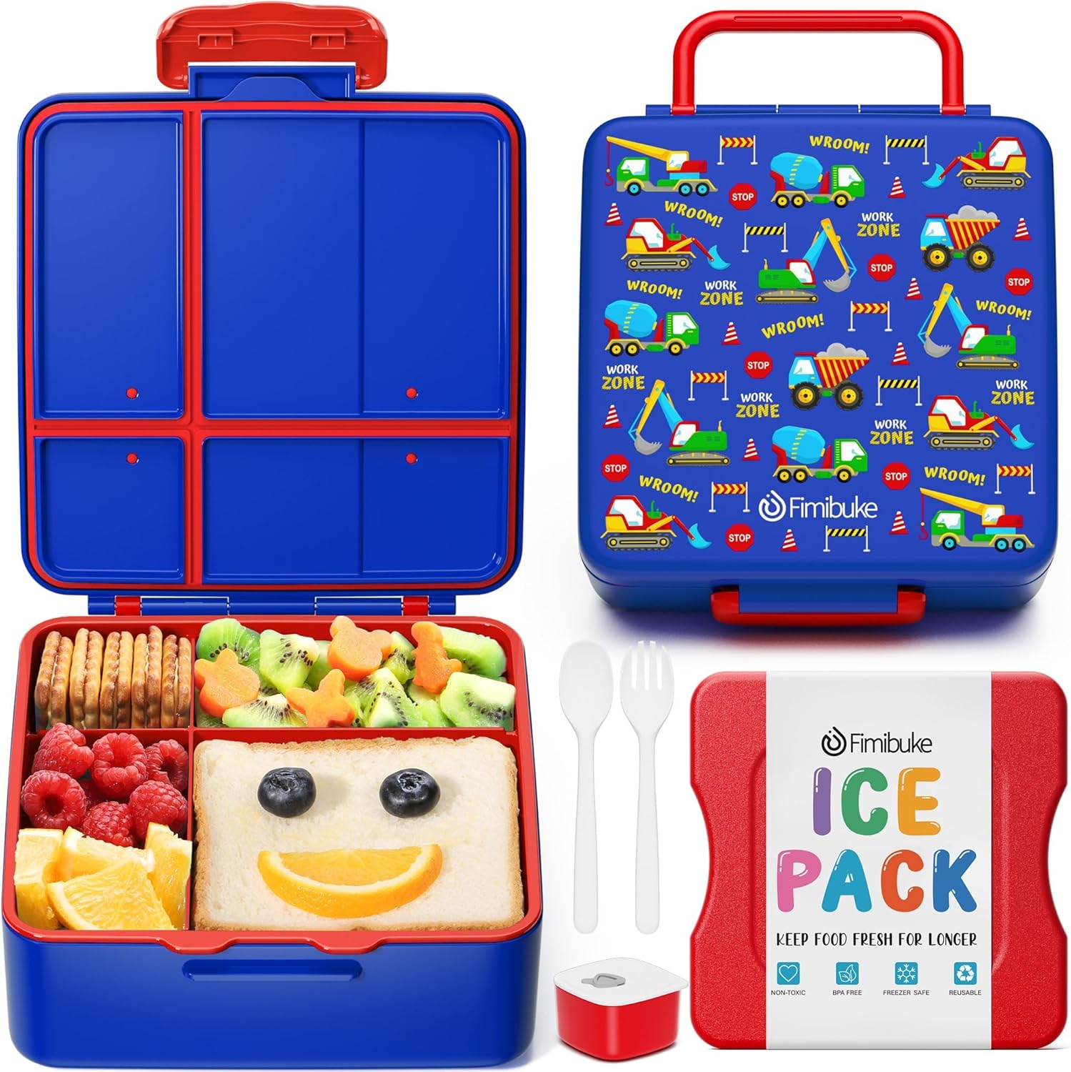 Fimibuke Chill Bento Box for Kids Adult, Leak Proof Toddler Lunch Box with Ice P...