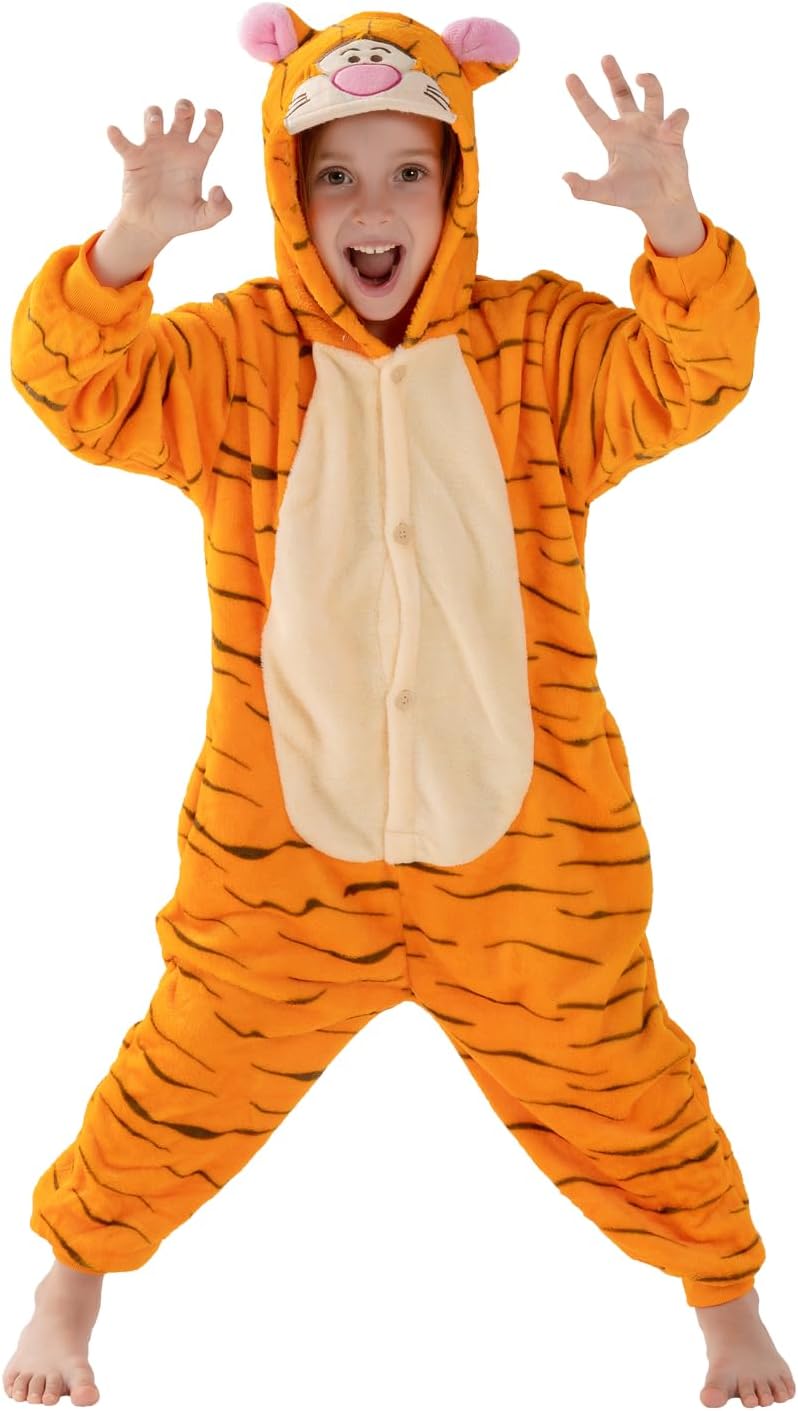 Unisex Children Animal Onesie Pajamas,Kids Flannel Halloween Cosplay Costume/Hom...