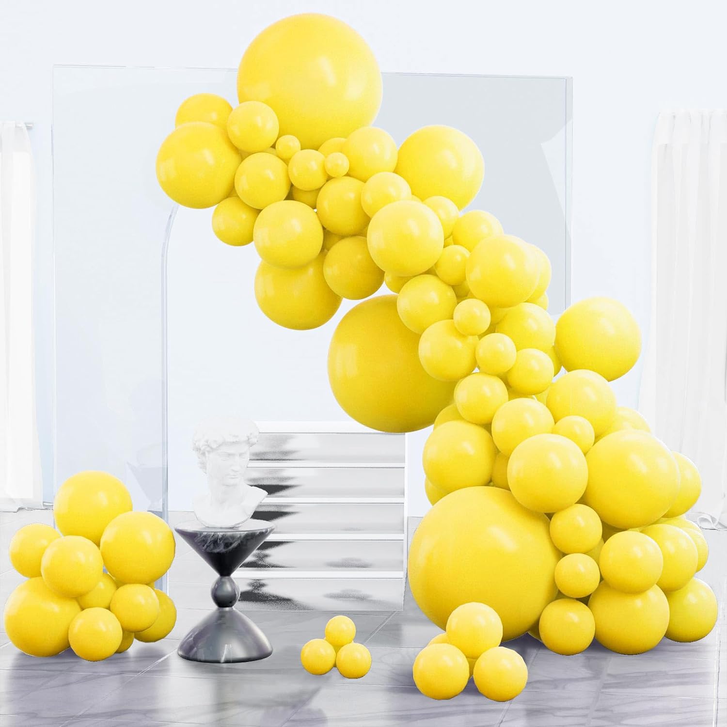 PartyWoo Yellow Balloons, Unique Balloons Pack of 85 pcs in Different Sizes, Spe...