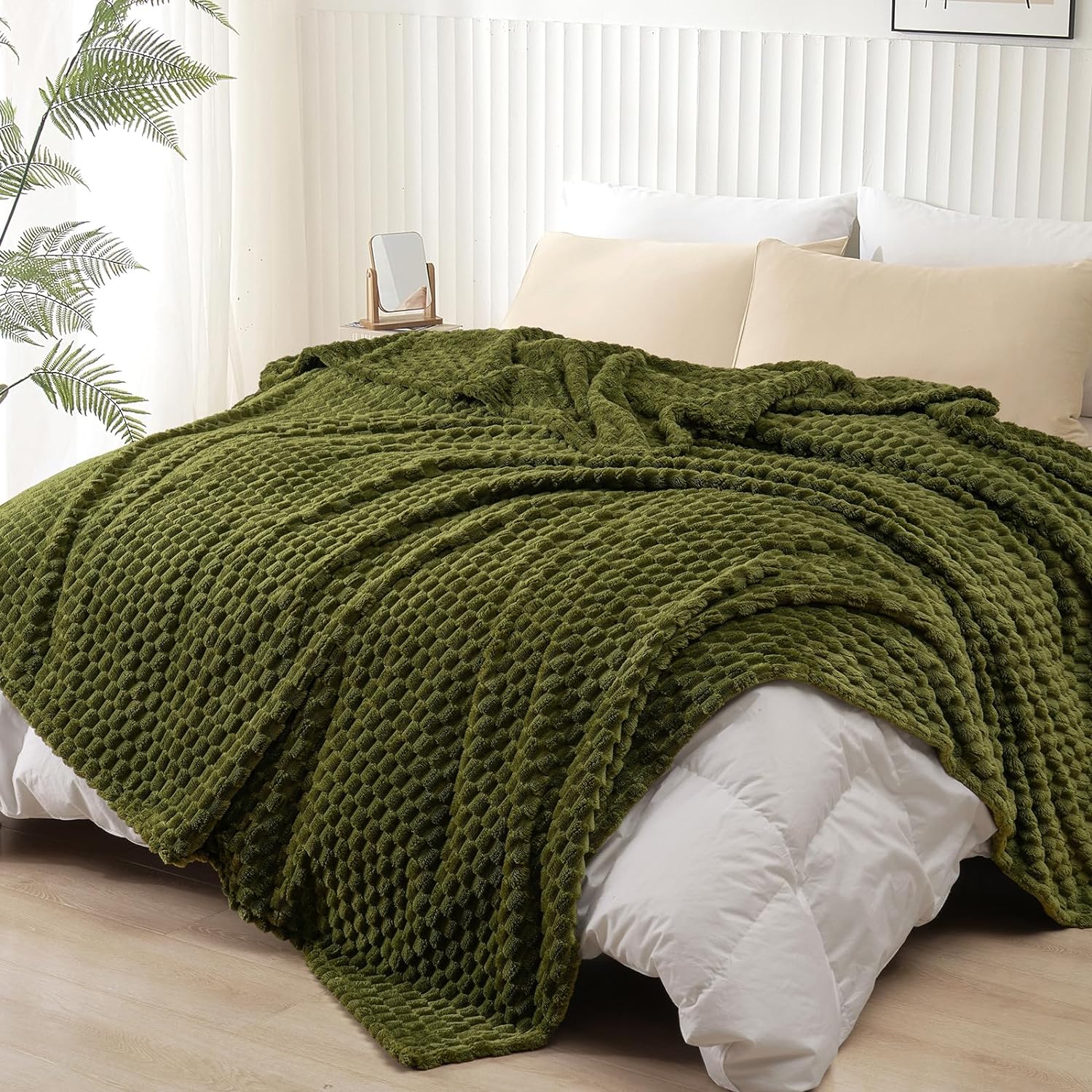 PHF King Size Flannel Fleece Blanket, Ultra Soft Blanket With Lightweight 3D Jac...