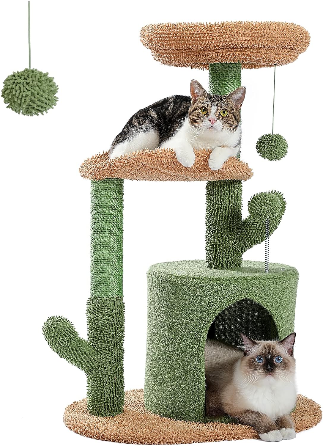 PAWZ Road Cactus Cat Tree 32 Inches Small Cat Tower with Sisal Covered Scratchin...