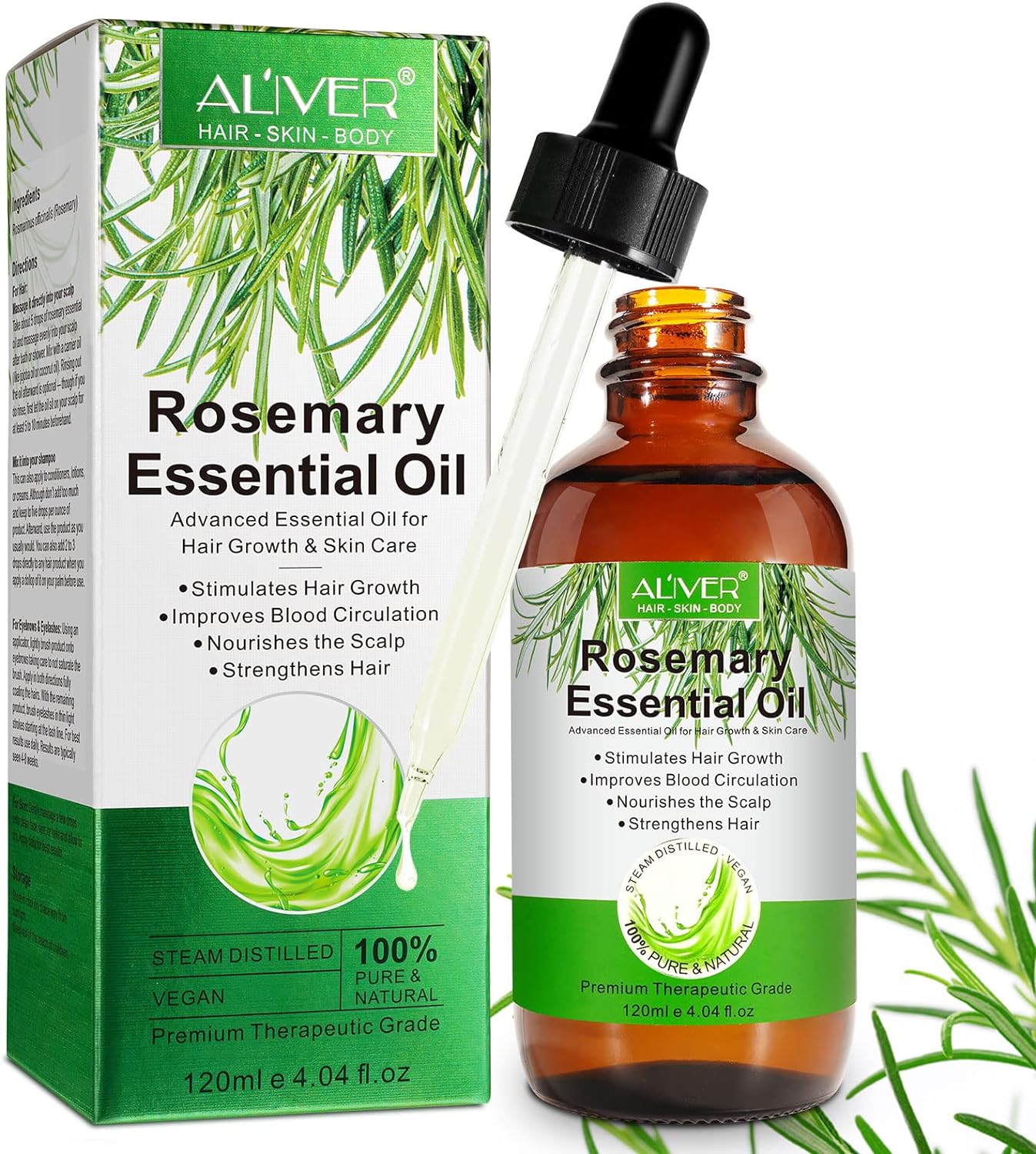VXHDAG Rosemary Oil for Hair Growth & Skin Care - 100% Pure Rosemary Essential O...