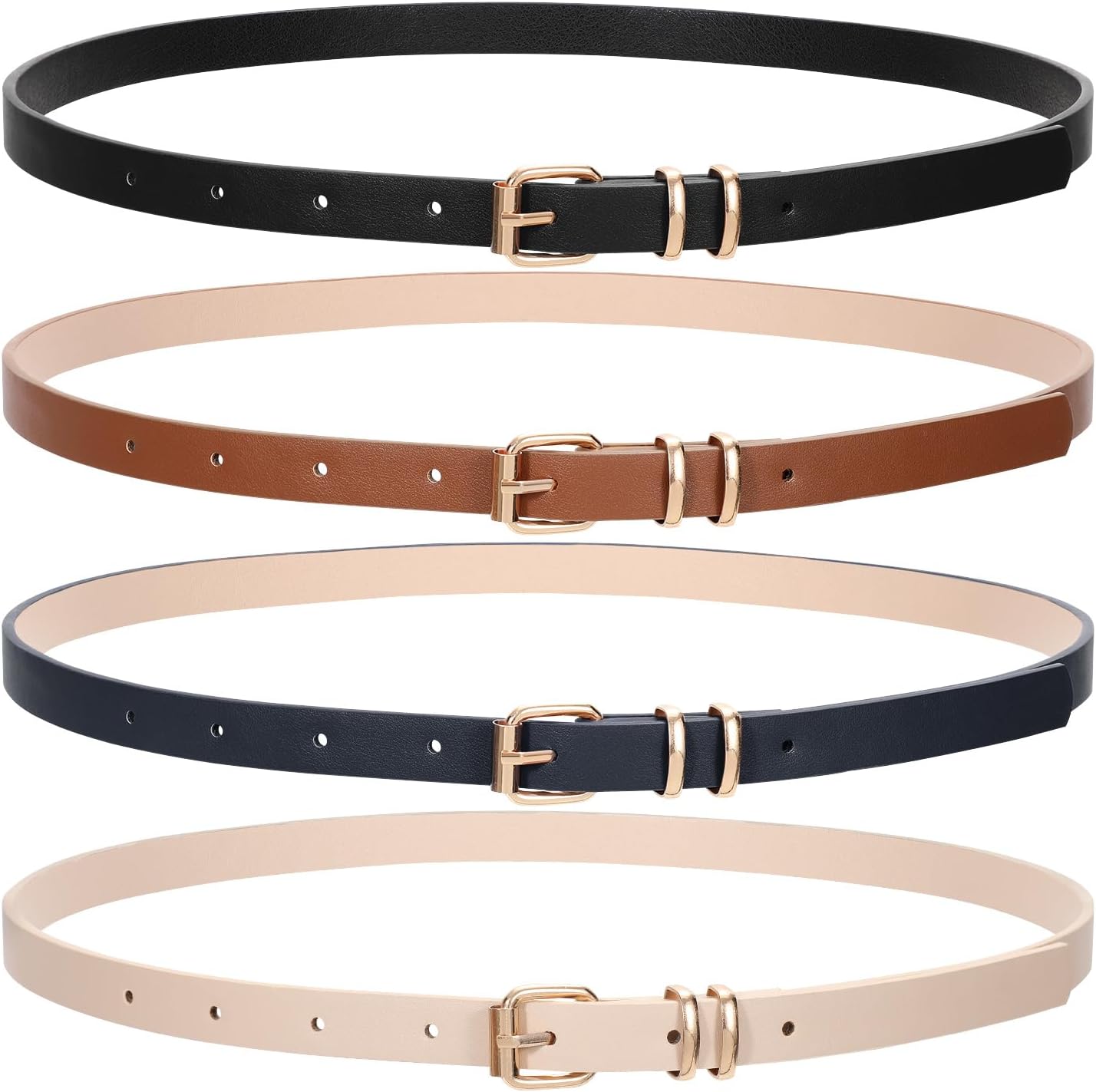 JASGOOD 4 Pack Skinny Women Leather Belt, Special Leather Belt for Dresses, High...