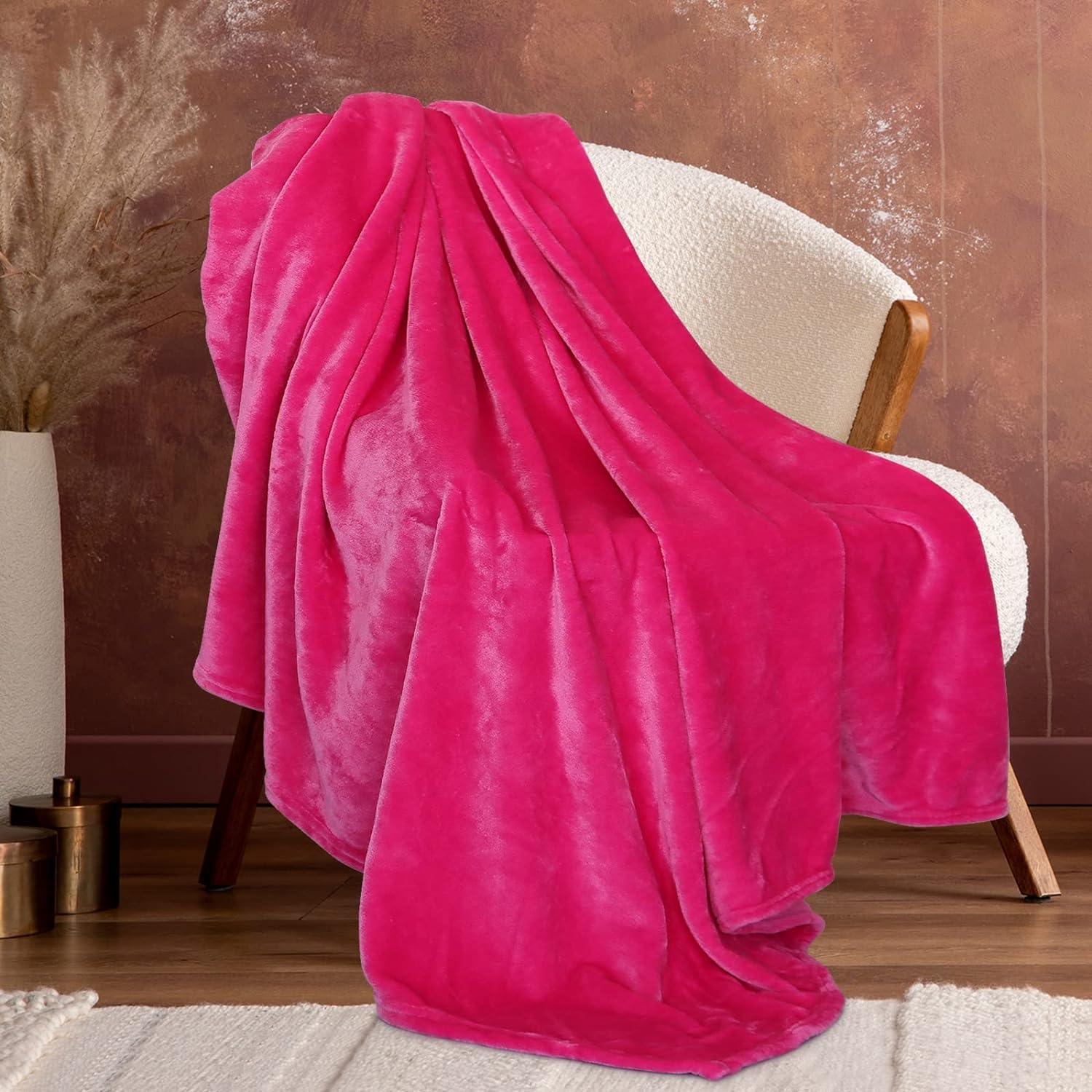 Fleece Pink Throw Blanket for Couch Cozy Soft Thro...