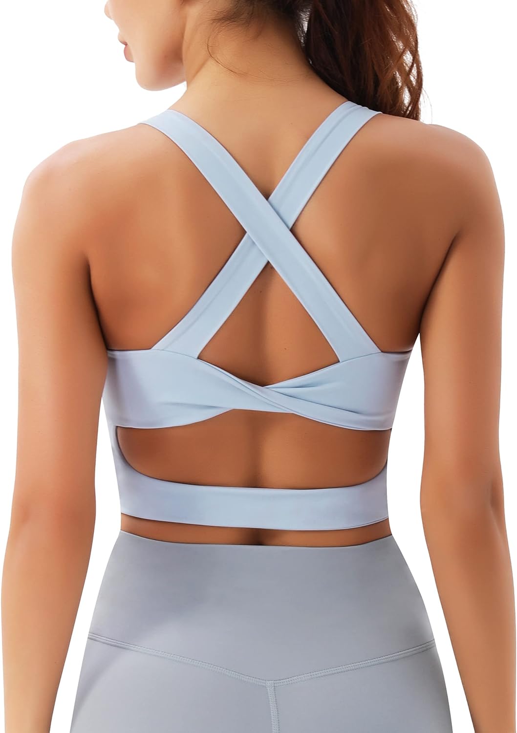 Sports Bras for Women Criss-Cross Back Padded Workout Tank Tops Medium Support C...