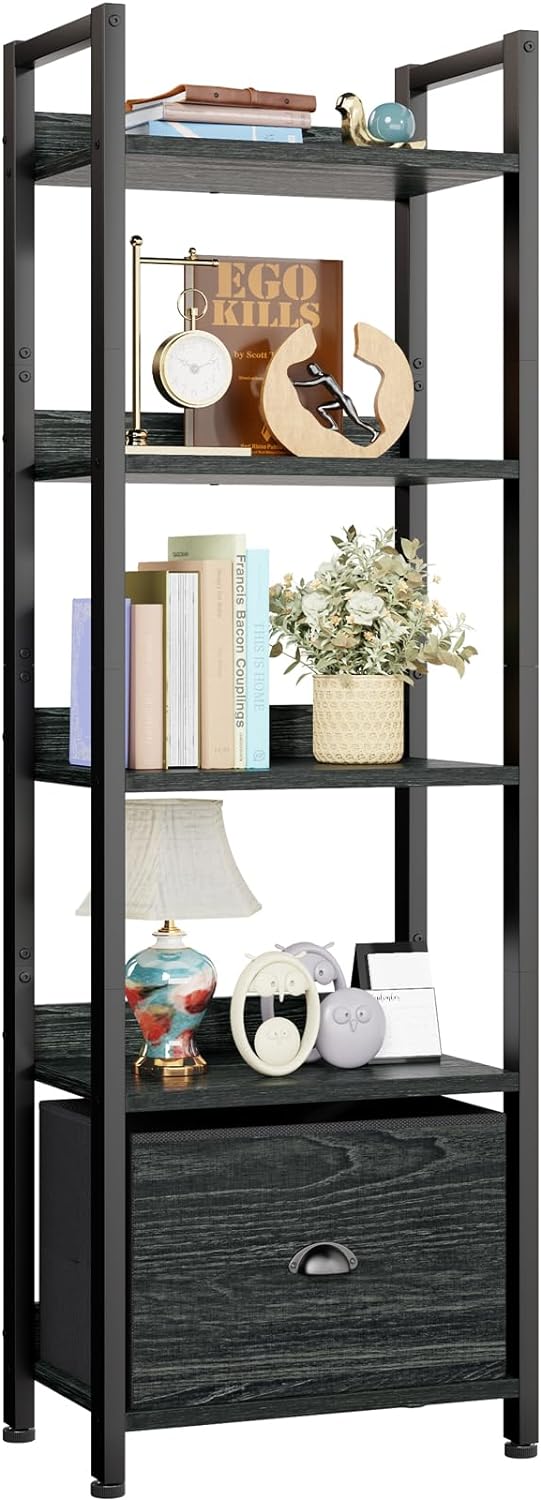 Furologee 5 Tier Bookshelf, Special Shelf with Drawer, Innovative Kitchen Bakers...