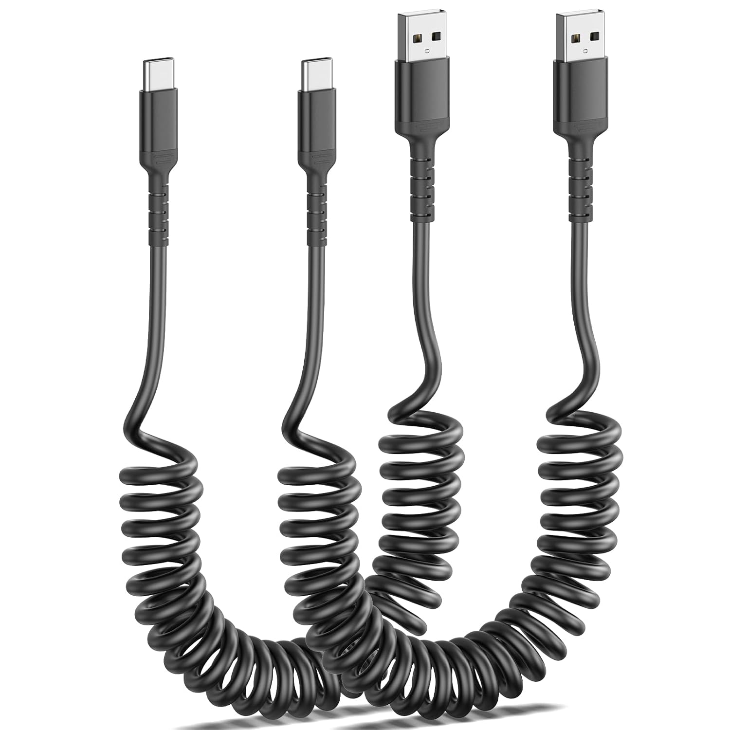 Coiled USB C Cable, Special Type C Cable for Car, Innovative Fast Charging USB A...