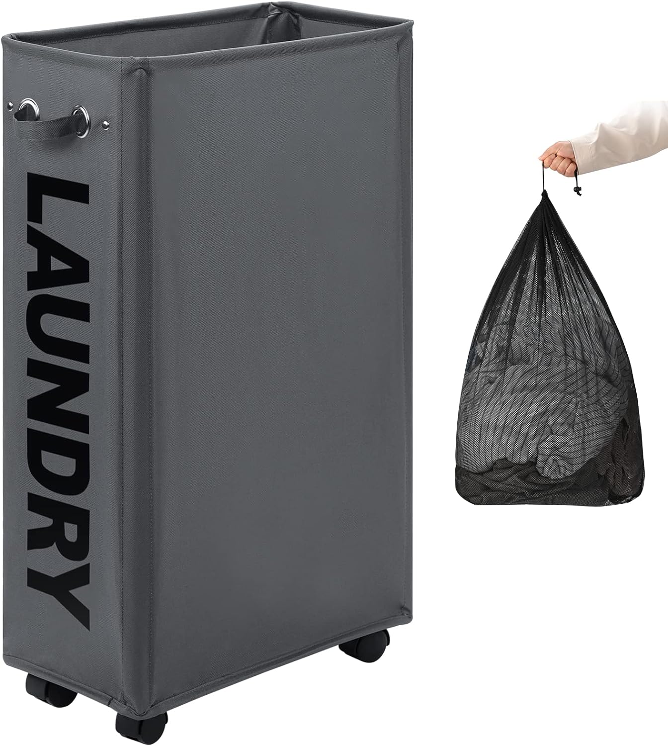 DOKEHOM Enlarged Laundry Basket, Special Slim Laundry Hamper with Removable Wash...