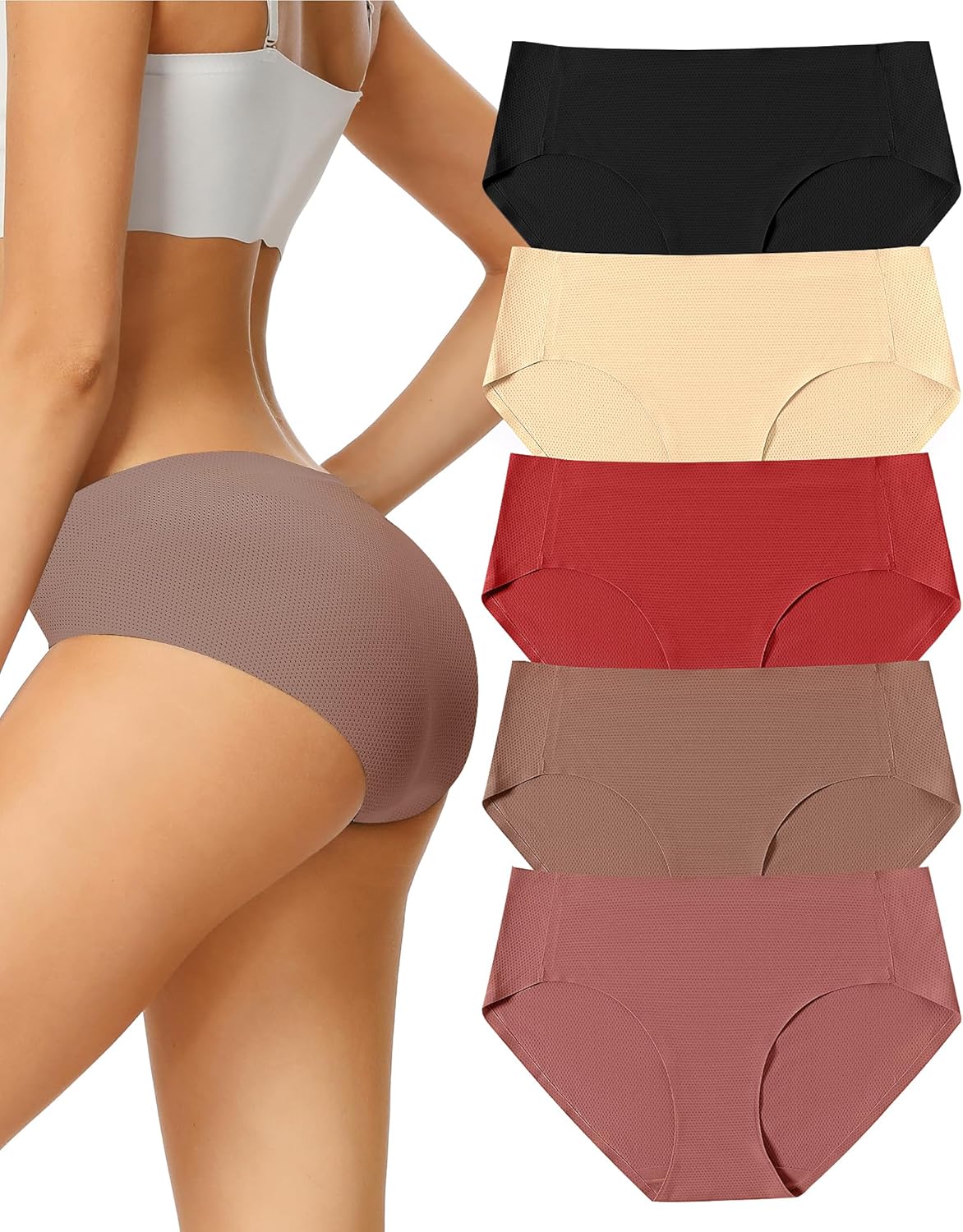 VOENXE Women Seamless Hipster Underwear, Special Breathable Ladies Panties Bikin...