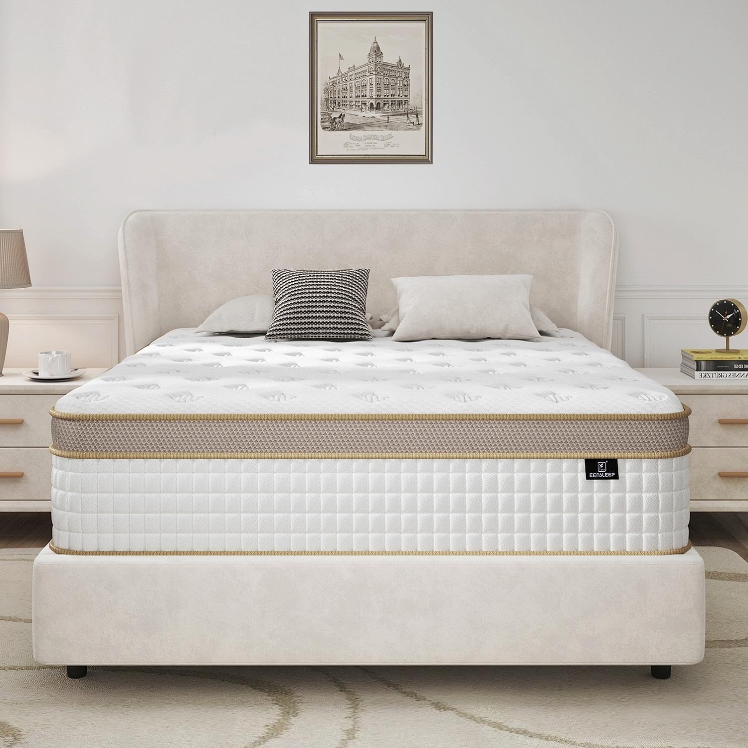 Queen Size Mattress, Upgrade Strengthen Firm 14 Inch Hybrid Queen Mattress in A...