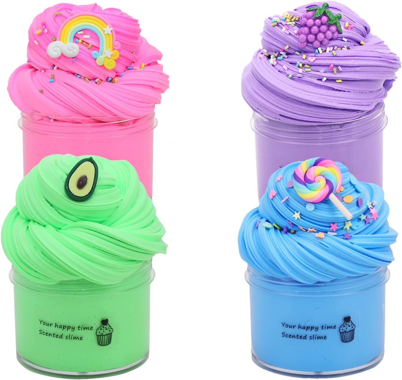 ROOKAIR 4 Pack Fluffy Butter Slime Kit,Include 5 Pack Cute Mini Charms,DIY Butte...