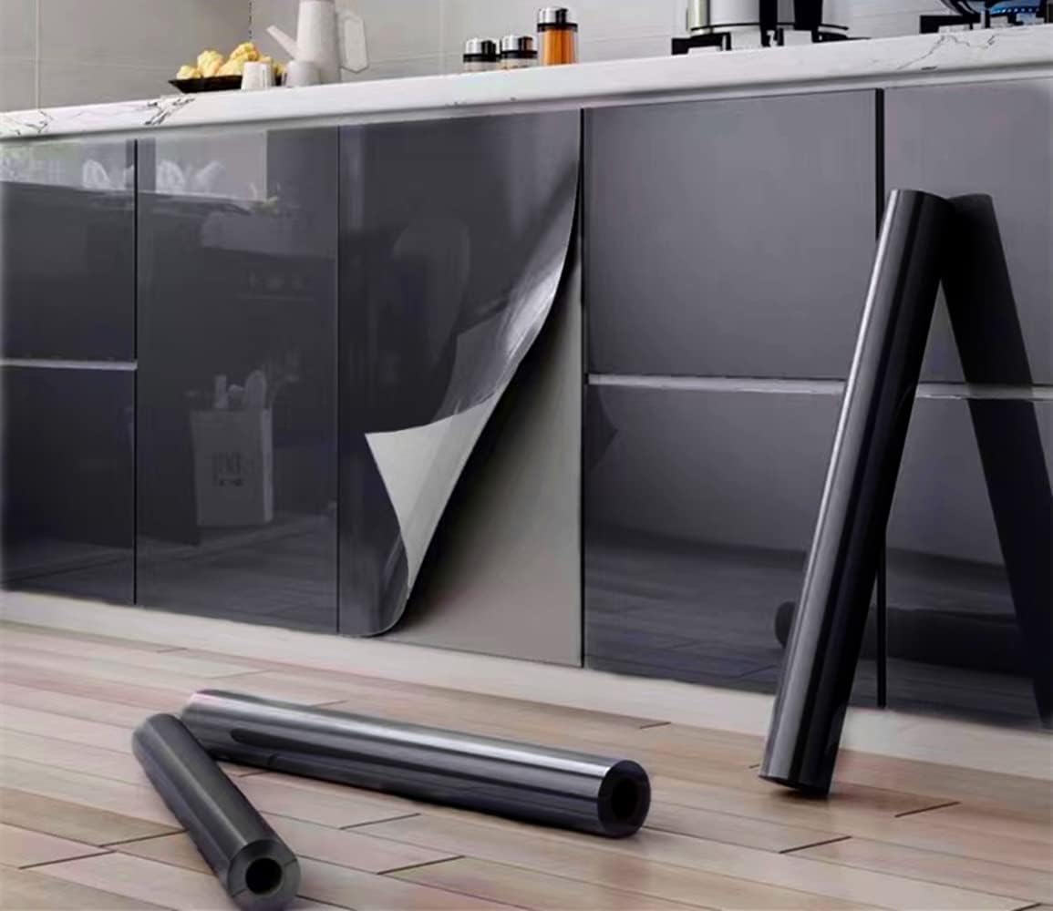 Black Sticky Back Plastic Paper Self Adhesive Wallpaper Black Effect Vinyl Wrap...