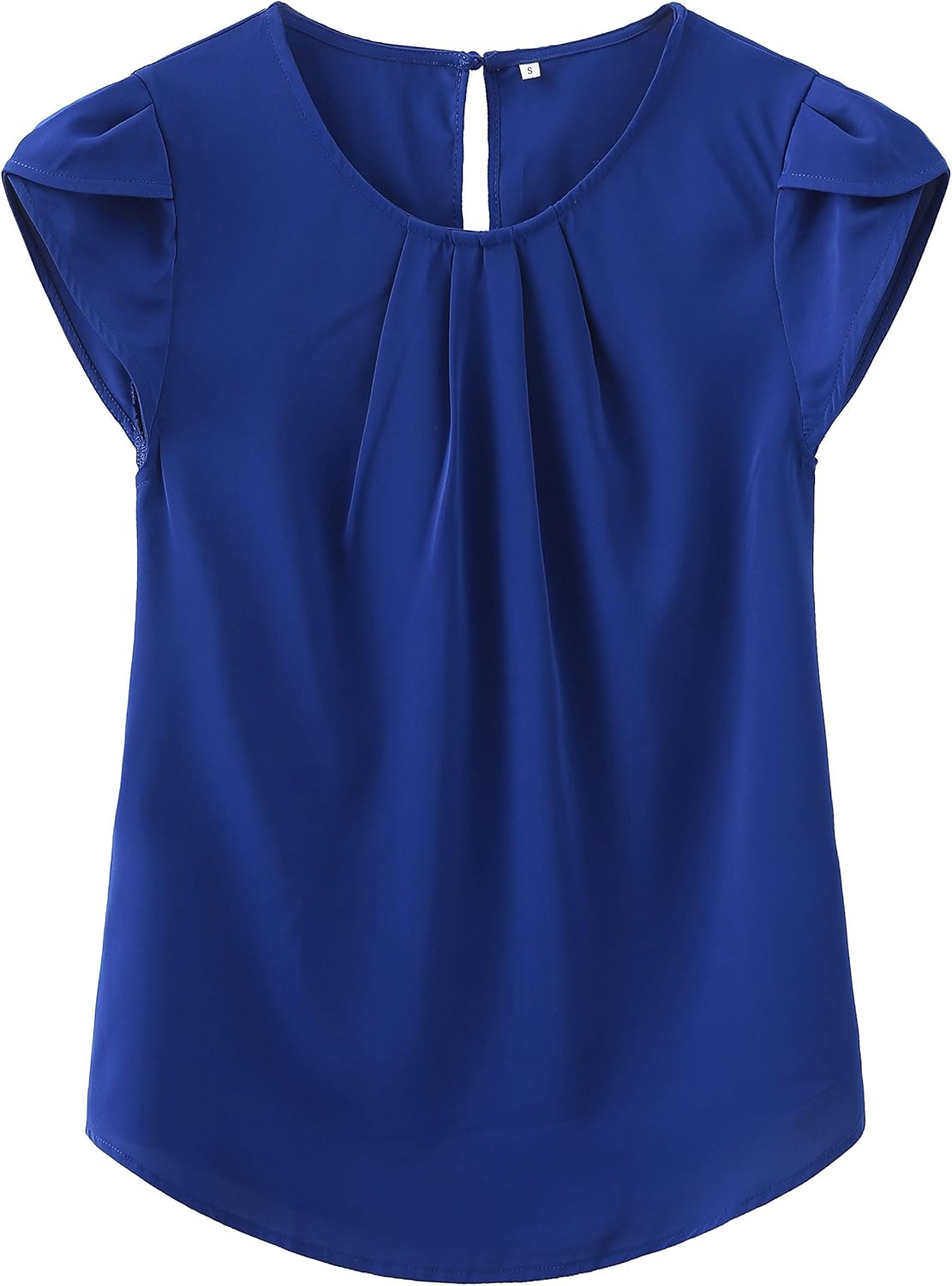 TASAMO Women’s Blouses Casual Cap Sleeves Front Pleated Round Neck Keyhole Back...