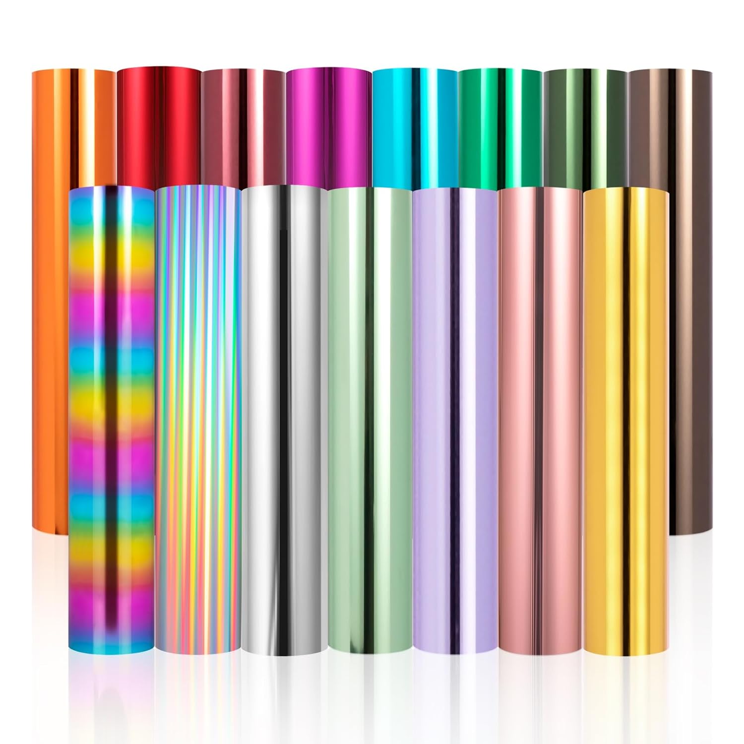 VINYL FROG PU Metallic Heat Transfer Vinyl 12'' X 10'' 15 Sheets HTV Vinyl Holog...