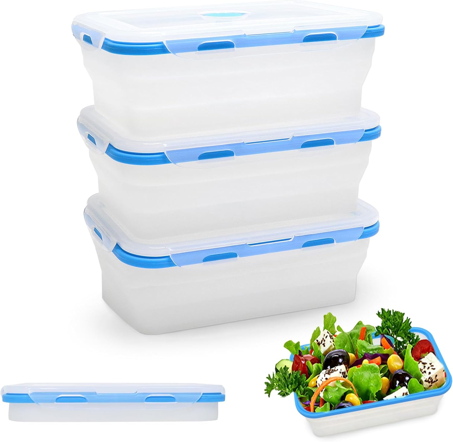 Alimat PluS Silicone Translucent Collapsible Food Storage Containers With Lids 3...