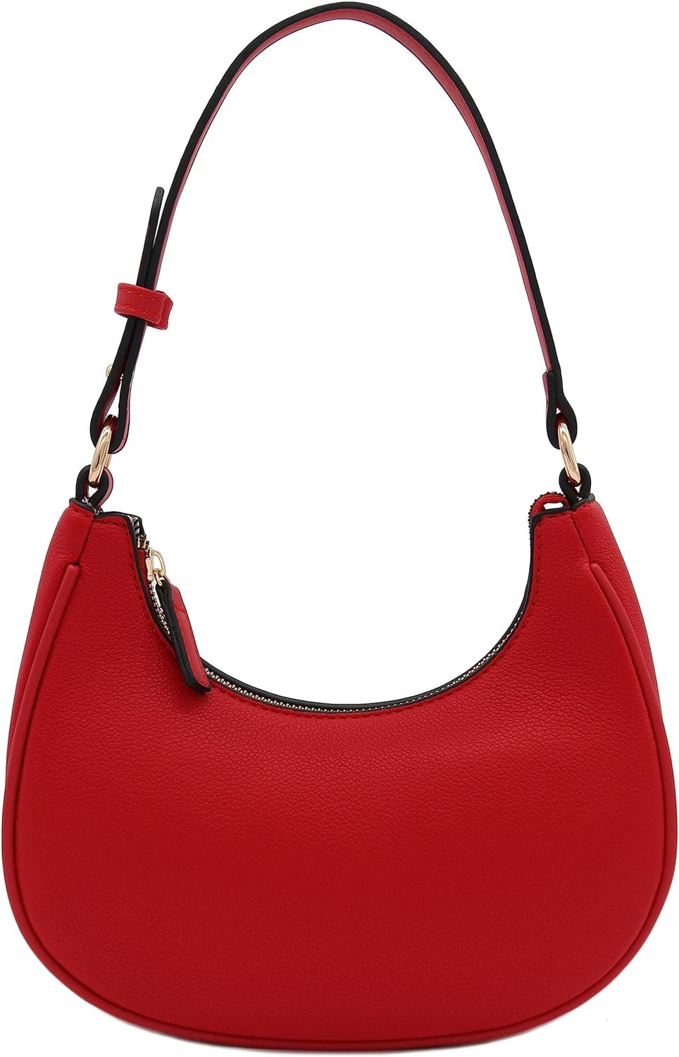 FashionPuzzle Small Crescent Shoulder Bag Underarm Purse Red/Red