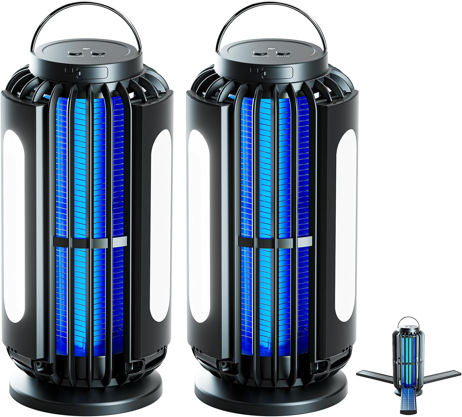 2 Pack Solar Bug Zapper, Mosquito Zapper, 3600mAh Rechargeable Bug Zapper, Cordl...