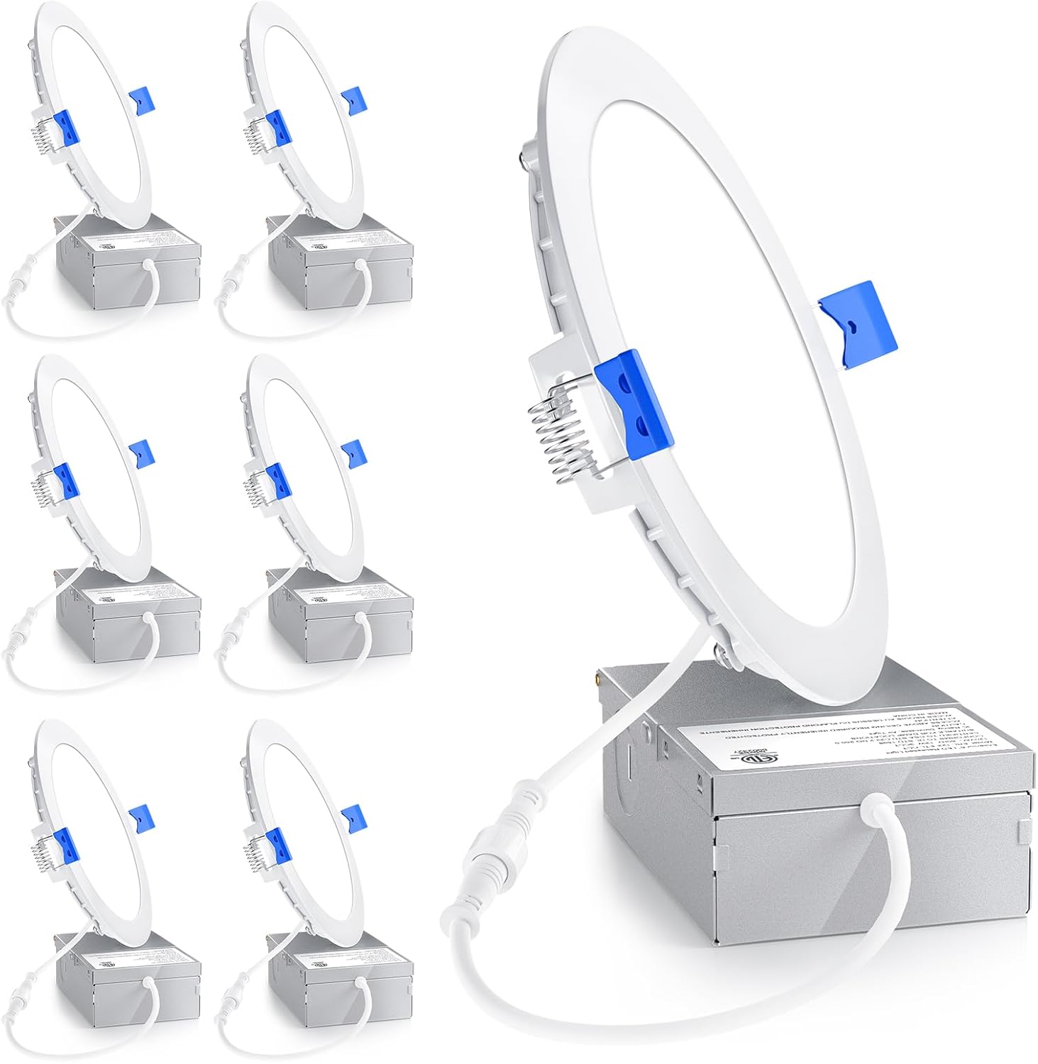 Ensenior 6 Pack 6 Inch Ultra-Thin LED Recessed Ceiling Light with Junction Box,...