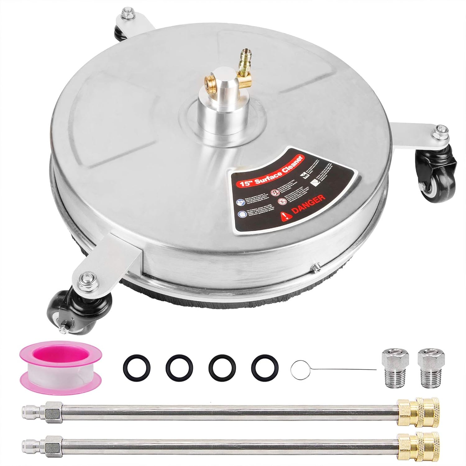 Biswing 15" Pressure Washer Stainless Steel Surface Cleaner with 3 Wheels & 1/4"...