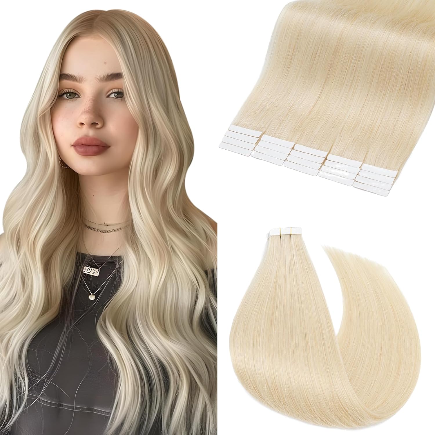 Elailite Tape in Hair Extensions, Special 20 Pcs Real Human Hair, High-Quality S...