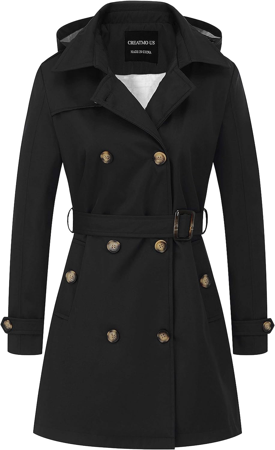 CREATMO US Women's Trench Coat, Special Double-Breasted Classic Lapel Overcoat,...