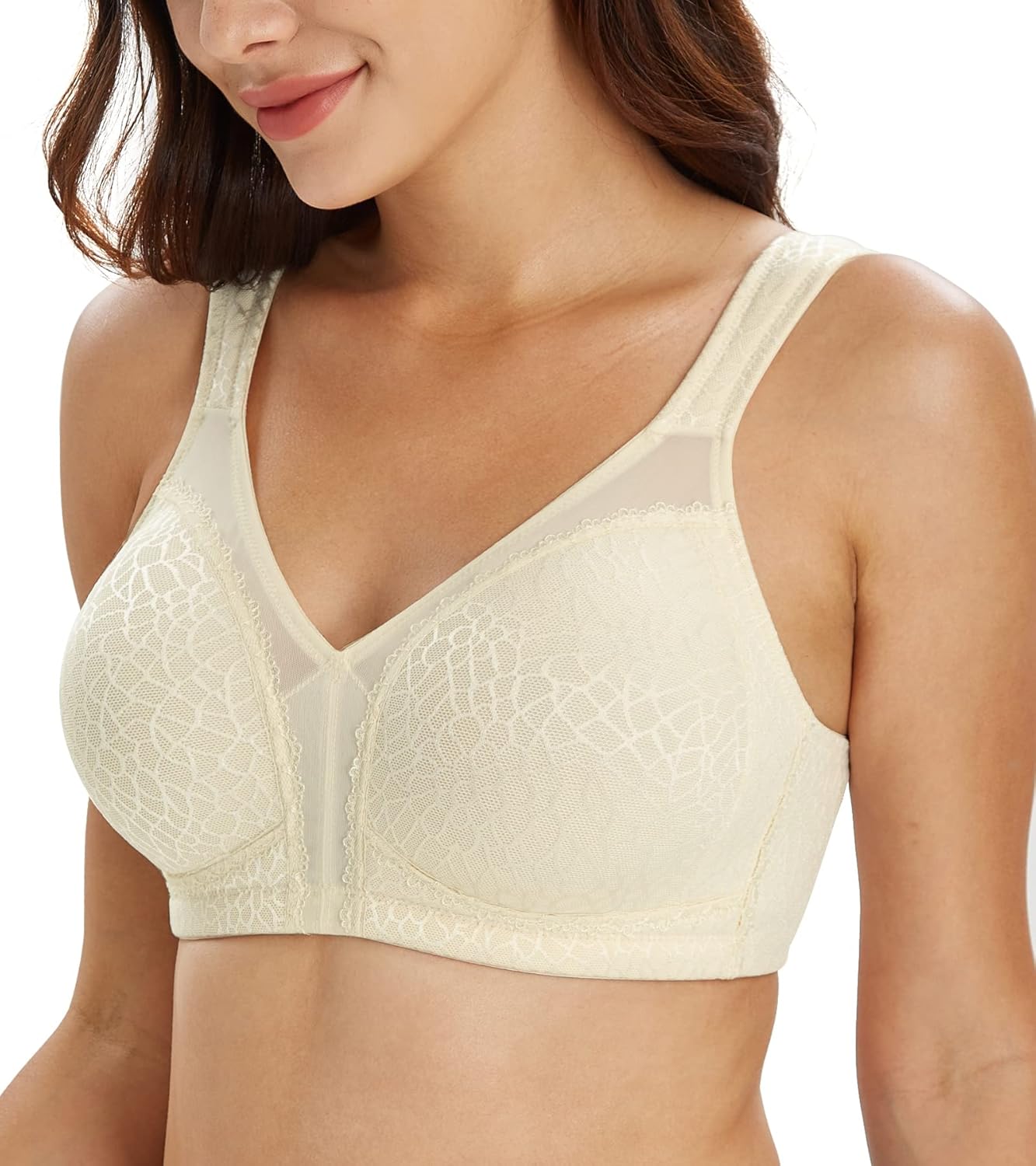 Lemorosy Full Coverage Non Padded Wireless Minimizer Bra Women's Plus Size Bras...