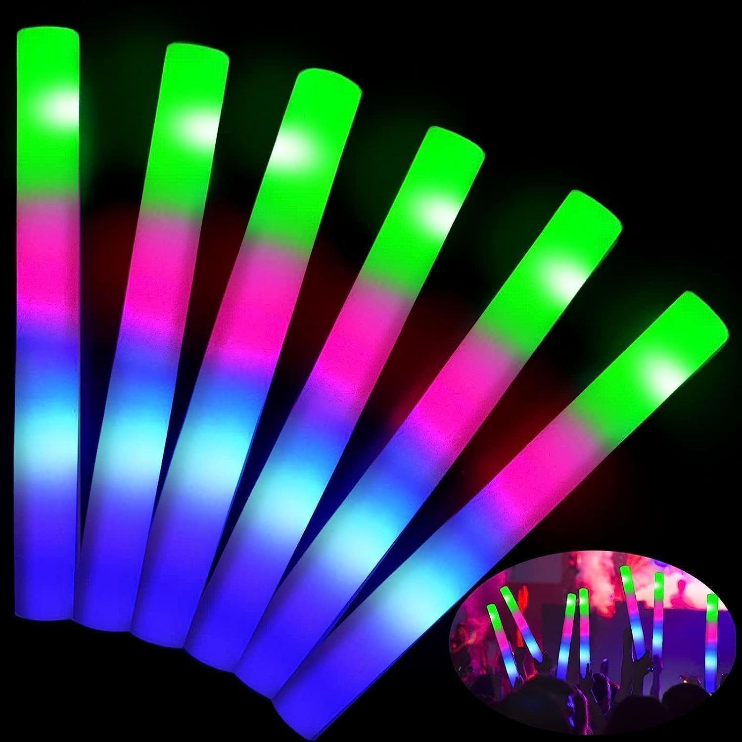 32 Pcs Giant 16 Inch Foam Glow Sticks Halloween Party Supplies Favors 3 Modes Co...