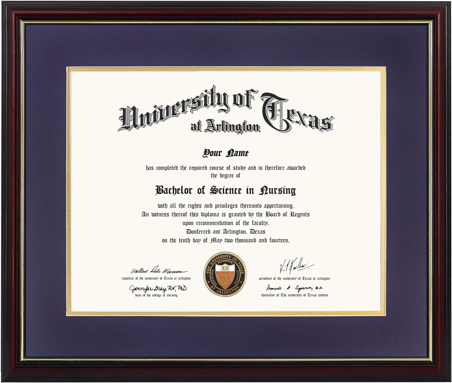 GraduationMall 11x14 Diploma Frame with Purple over Gold Mat or Display 15x18 Ce...