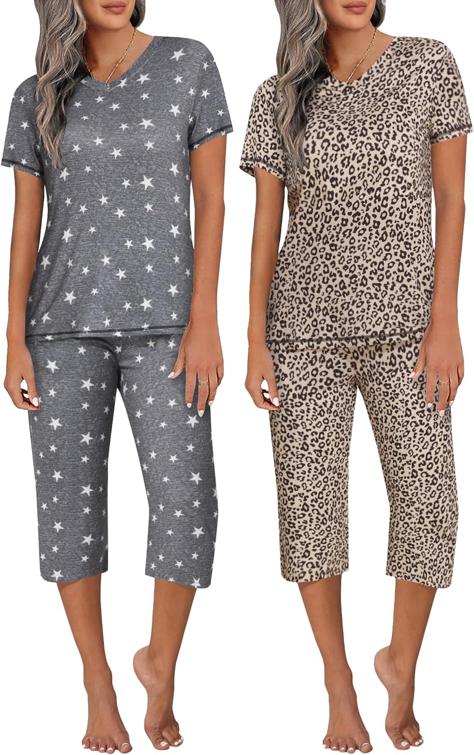 Ekouaer 2 Pack Women's Sleepwear, Special Women's Capri Pajama Sets, Innovative...