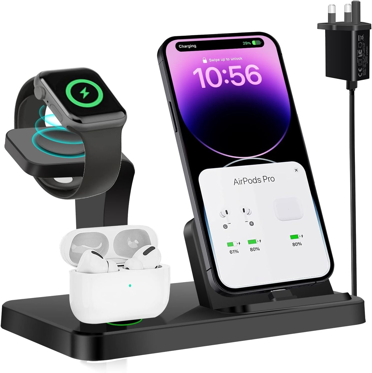 Charging Station for Apple Devices,3 in 1 Fast Charging Stand Compatible with iP...
