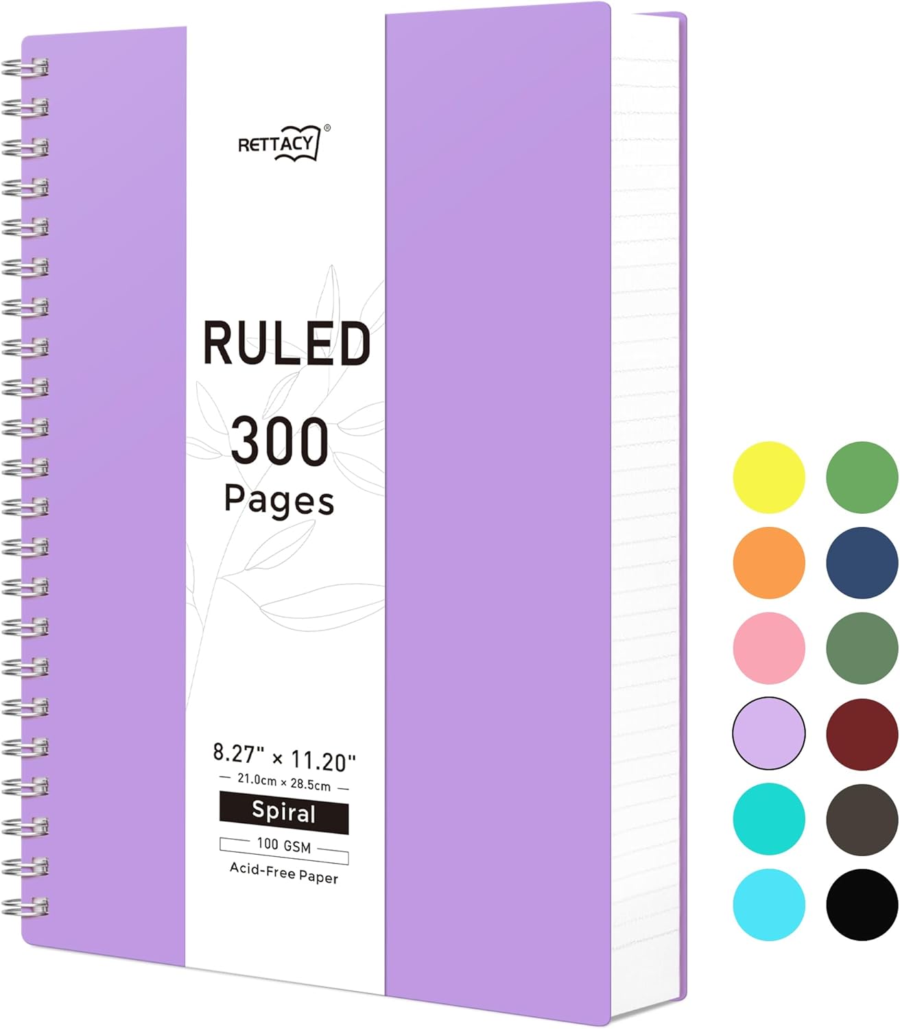 RETTACY Spiral Notebook, Special College Ruled Notebook with 300 Pages, Innovati...