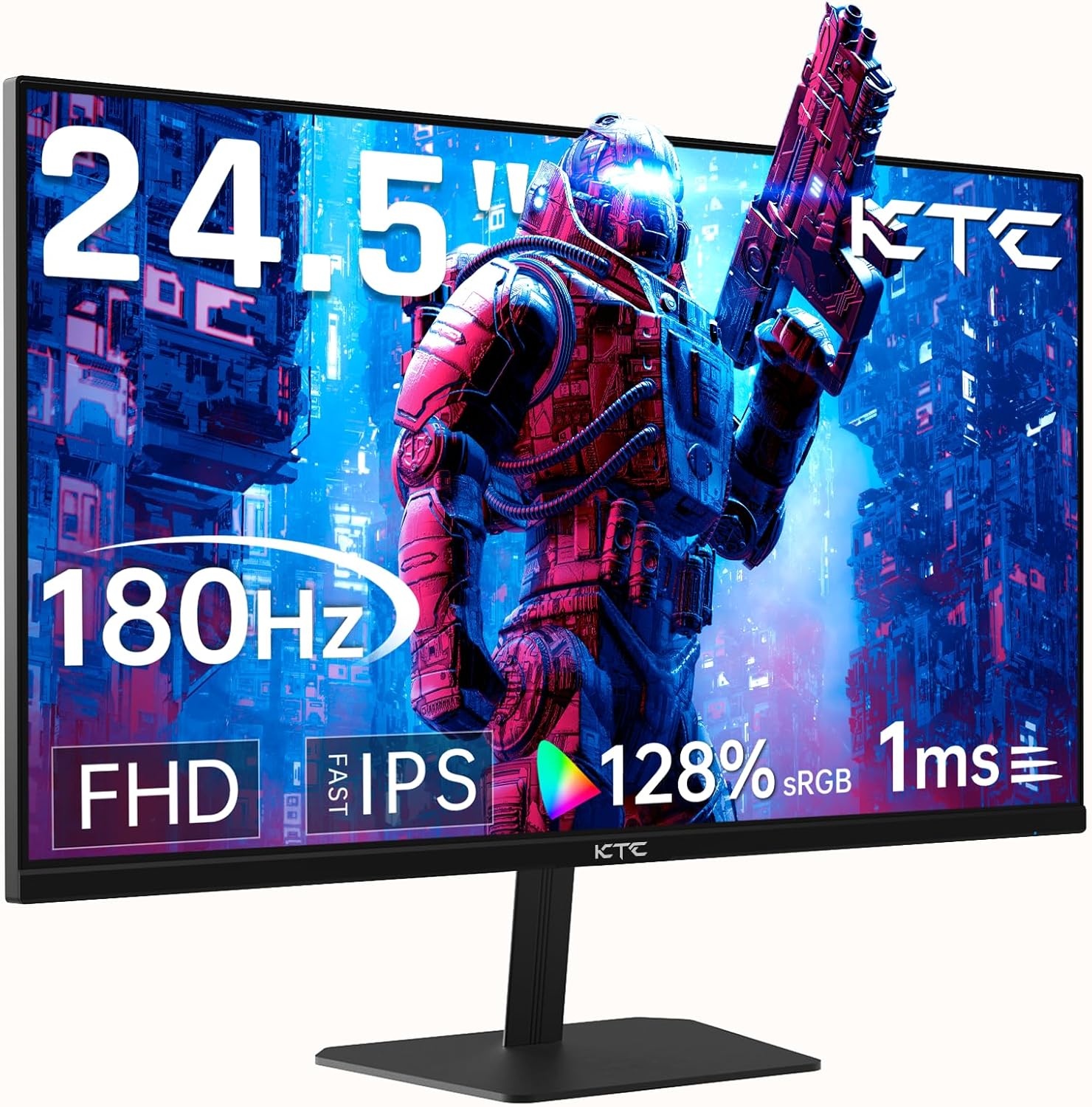 KTC 24.5'' Gaming Monitor 180Hz FHD,Fast IPS 1080P 1 ms, 128% sRGB HDR10,Freesyn...