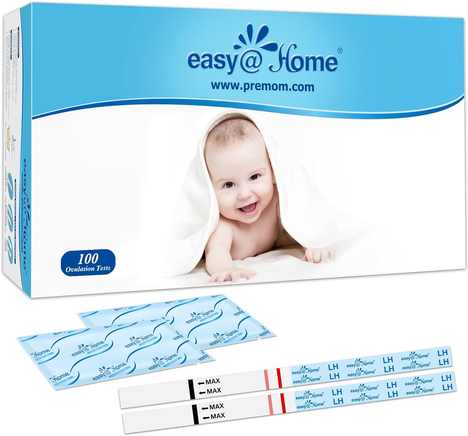 Easy@Home Ovulation Test Strips (100-pack) Value Pack, Reliable Ovulation Predit...