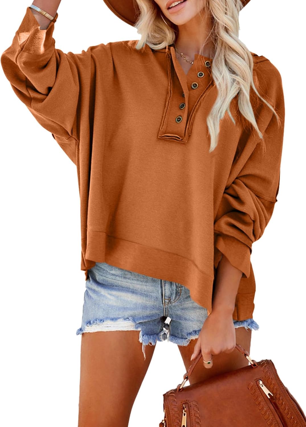 Dokotoo Hoodies for Women, Fashionable 2024 Fall V Neck Button Down Hoodies, Spe...