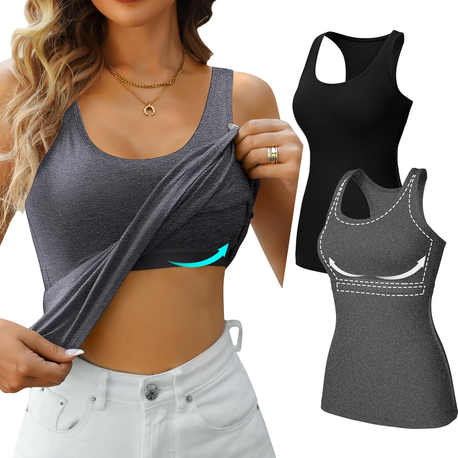 V FOR CITY Womens Tank Tops, Special Racerback Workout Tops, Innovative Yoga Shi...