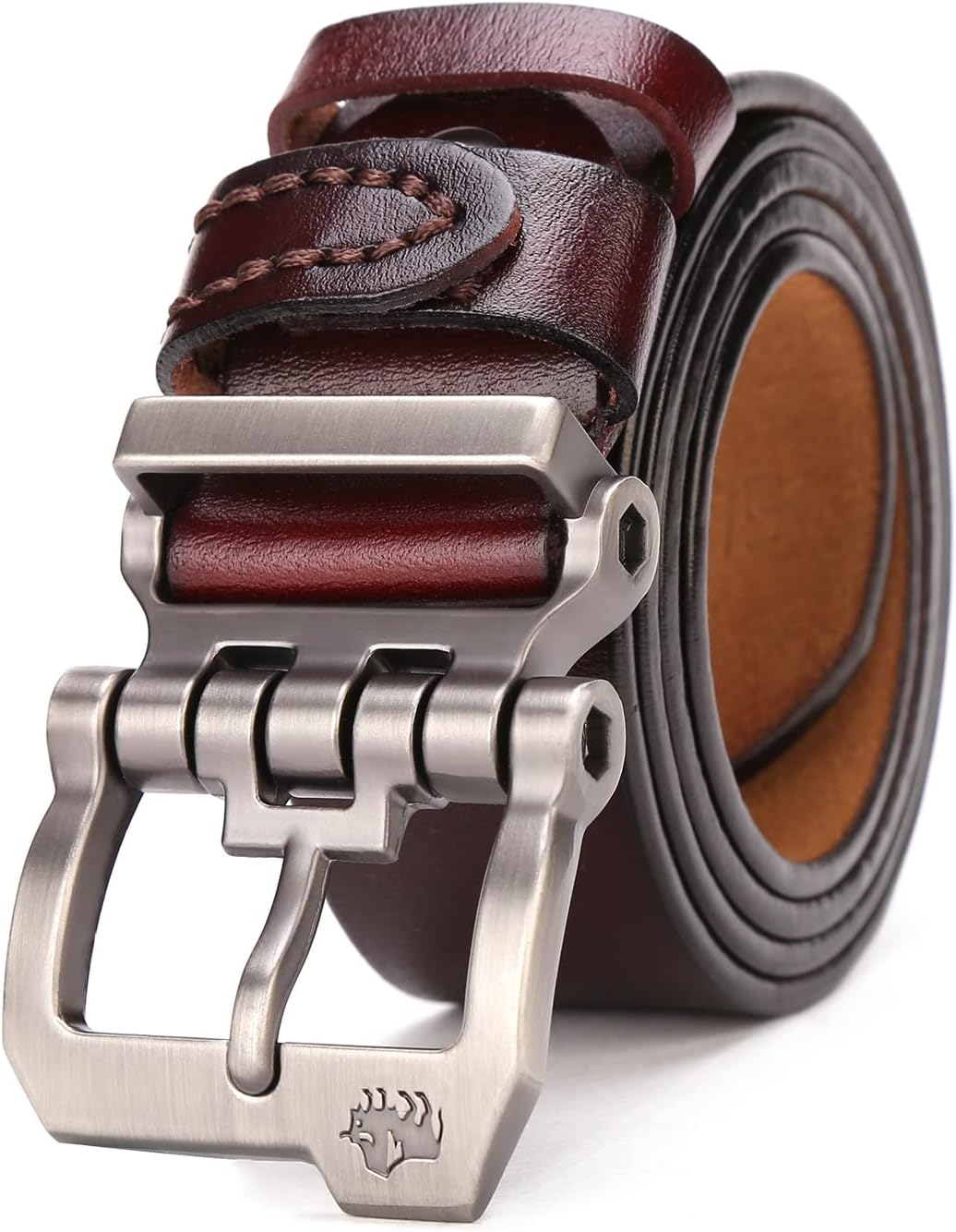 BISON DENIM Men's Belt, Special Leather Waistband With Anti-Scratch Pin, High-Qu...