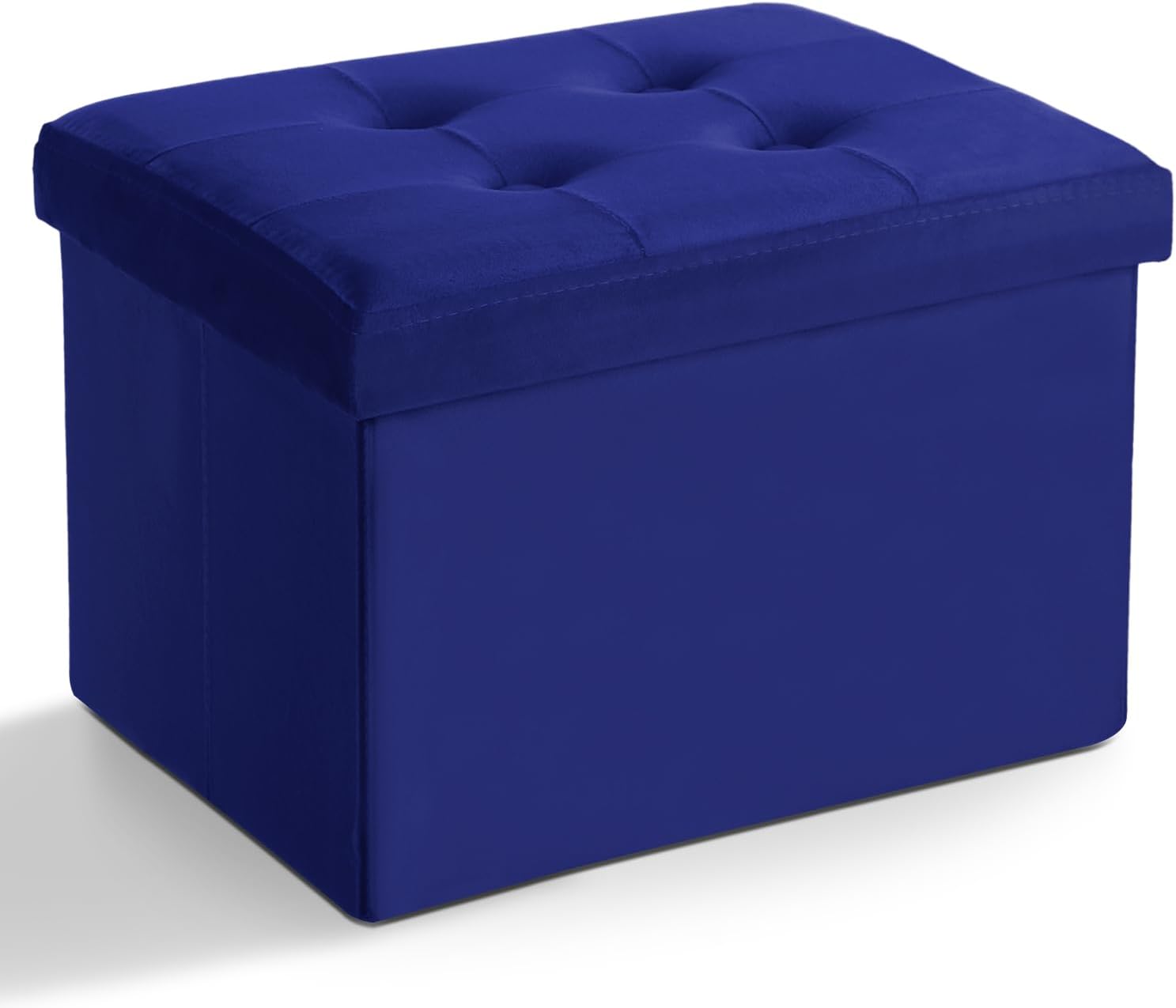 LINMAGCO Storage Ottoman Folding Foot Stool Velvet Ottoman Foot Rest with Padded...