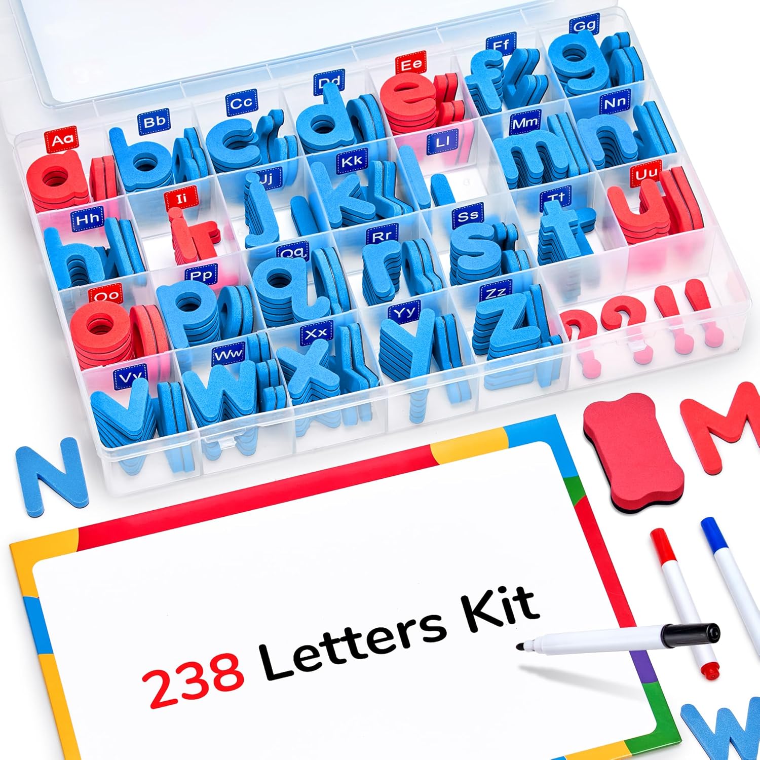 Gamenote Classroom Magnetic Letters Kit 238 Pcs with Double-Side Magnet Board -...