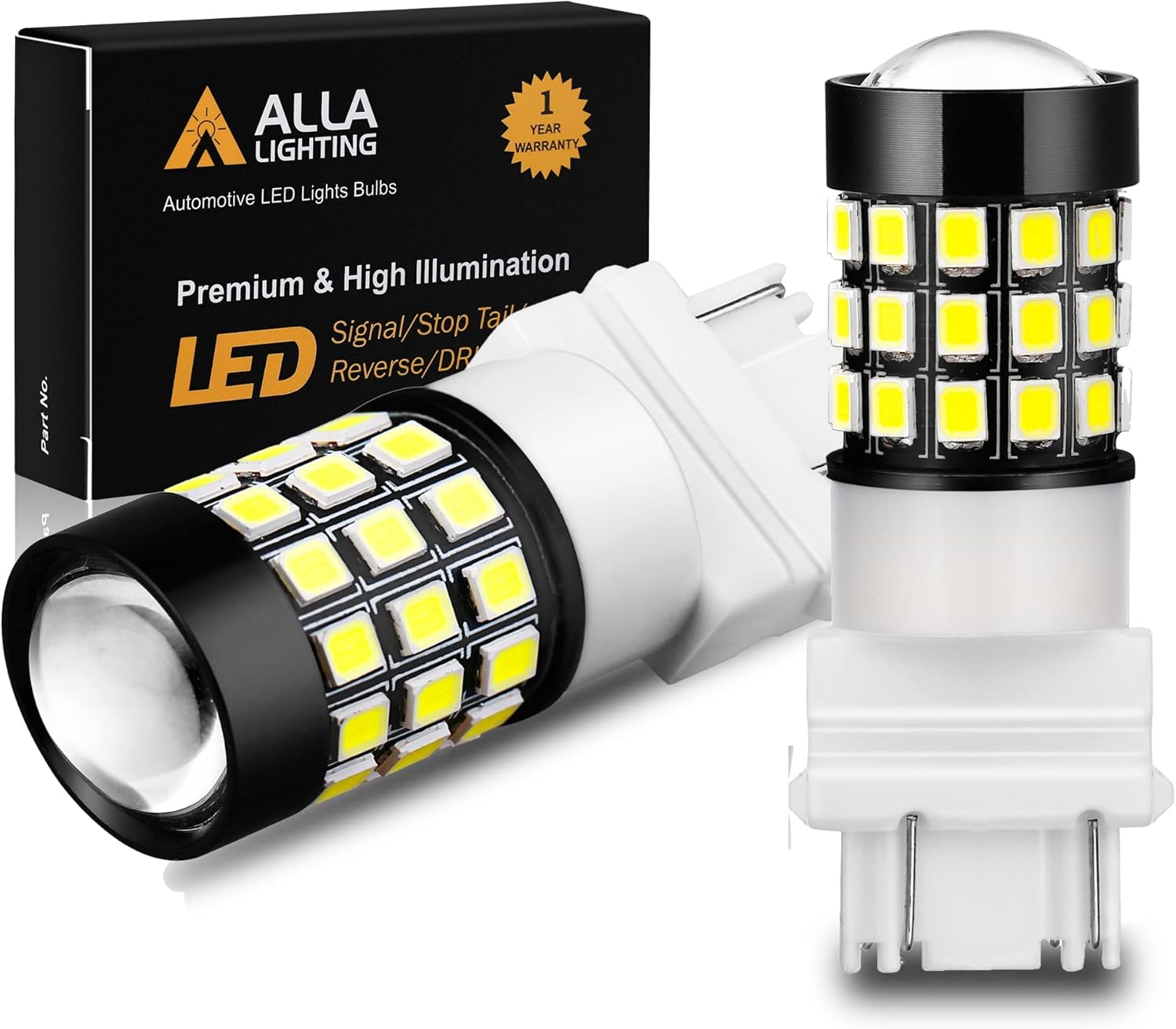 Alla Lighting Newly Upgraded T25 3156 3157 LED Bulbs, 6000K White Back Up Revers...