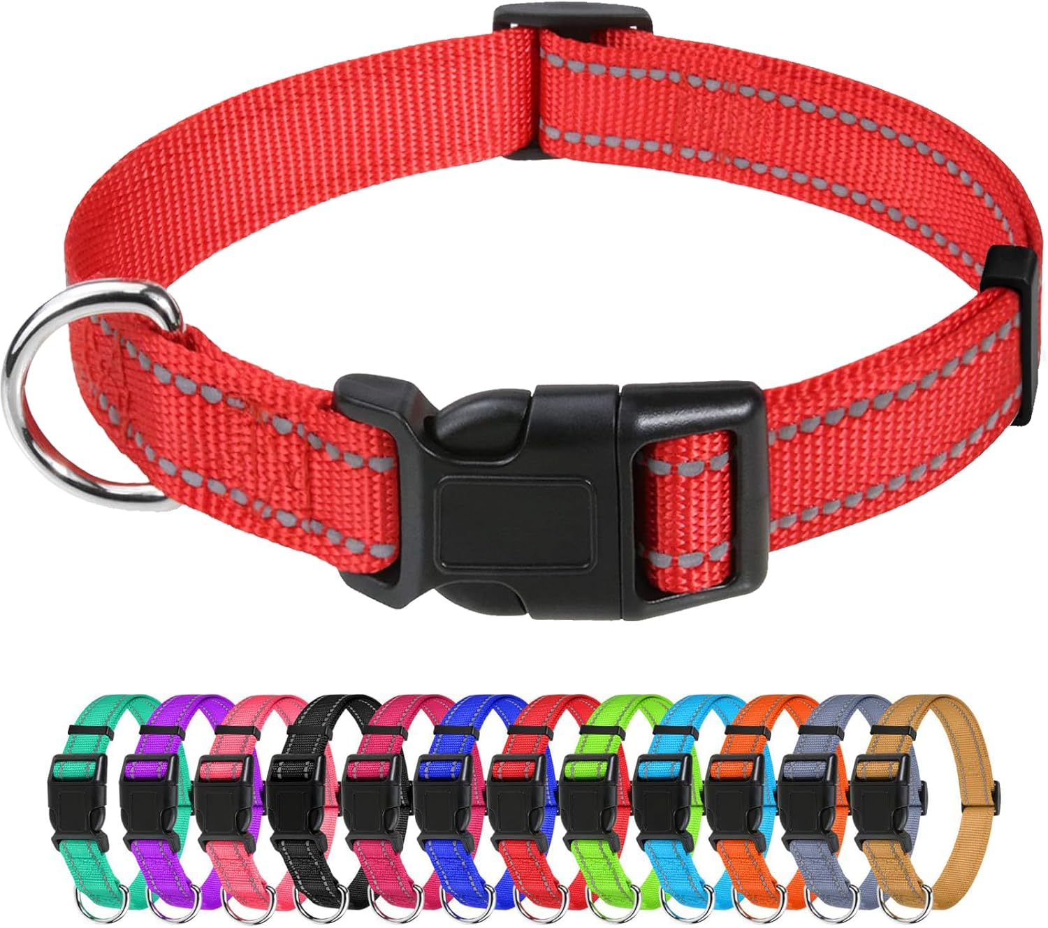 TagMe Reflective Nylon Dog Collars, Adjustable Classic Dog Collar with Quick Rel...