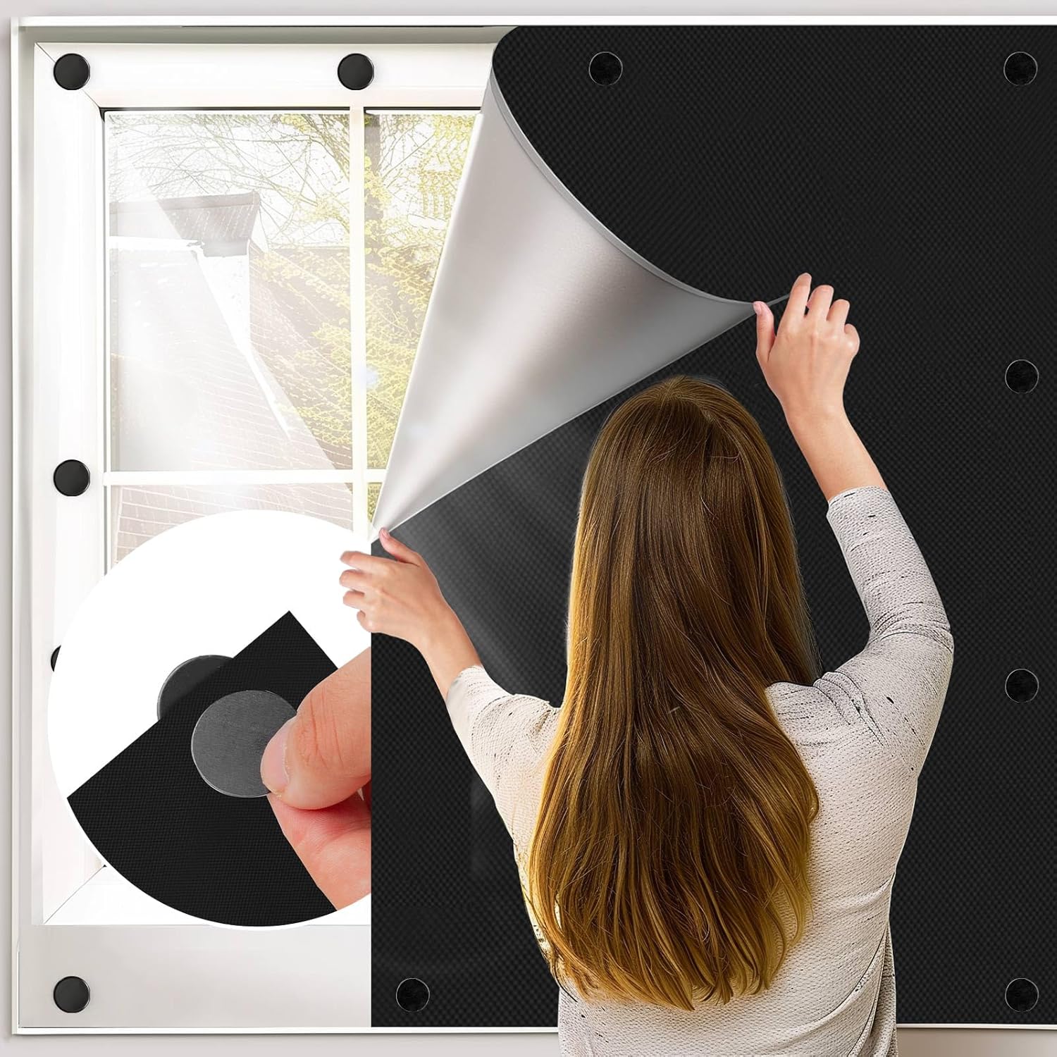 Magnetic Blackout Window Cover, Special Room Darkening Shades with No Drill and...