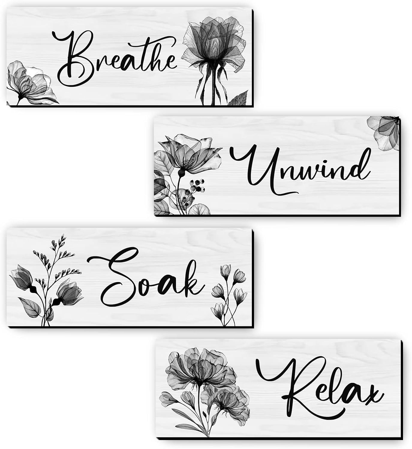 4 Pieces Bathroom Wall Art, Special Rustic Farmhouse Decor Sign, Affordable Wood...